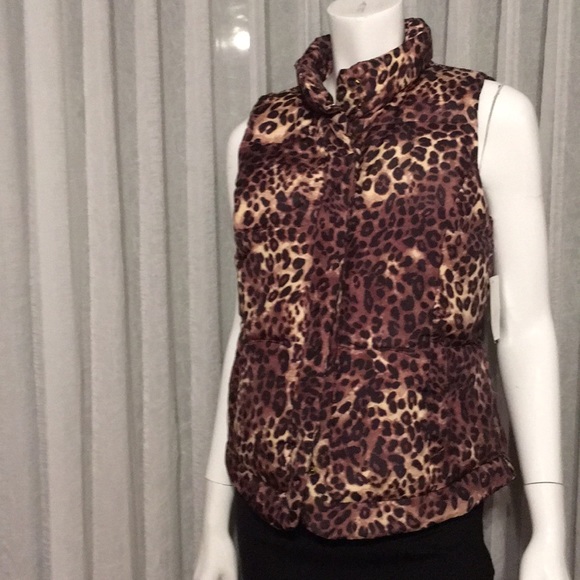 New Leopard Print Puffer Vest - Picture 1 of 7